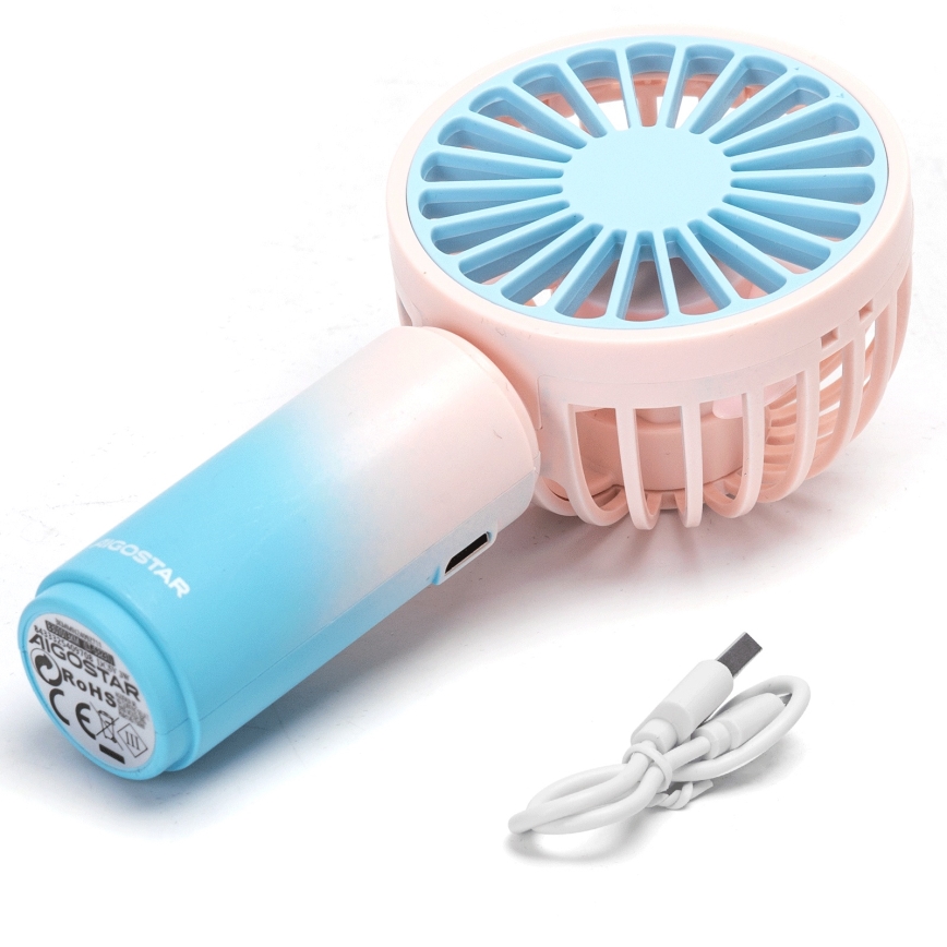 Aigostar - Kieszonkowy wentylator z akumulatorem 3W/5V 500mAh USB różowy/niebieski