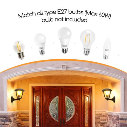 Aigostar - Kinkiet zewnętrzny 1xE27/60W/230V IP44 czarny