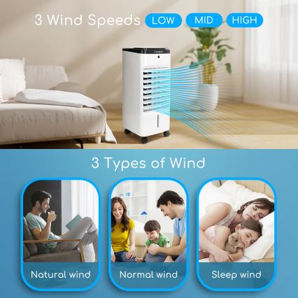 Aigostar - Klimatyzer 60W/230V biały/czarny + zdalne sterowanie