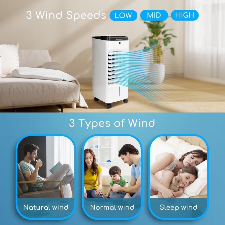 Aigostar - Klimatyzer 60W/230V biały/czarny + zdalne sterowanie