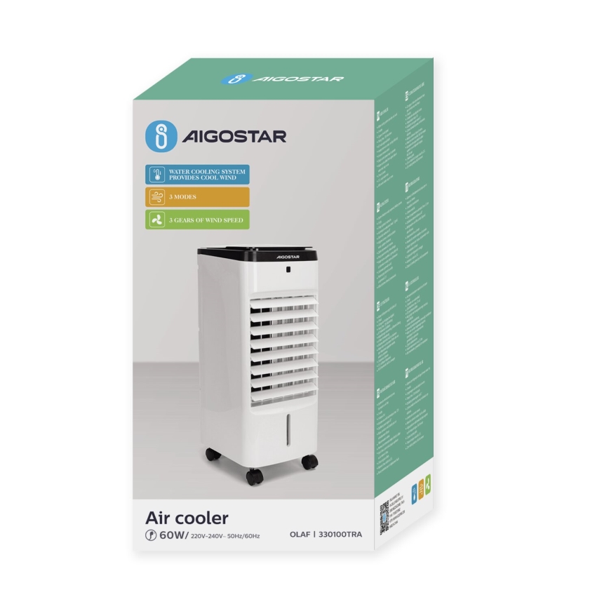 Aigostar - Klimatyzer 60W/230V biały/czarny + zdalne sterowanie