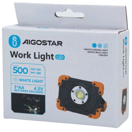Aigostar - Lampa robocza LED/5W/3xAA 6500K IP44