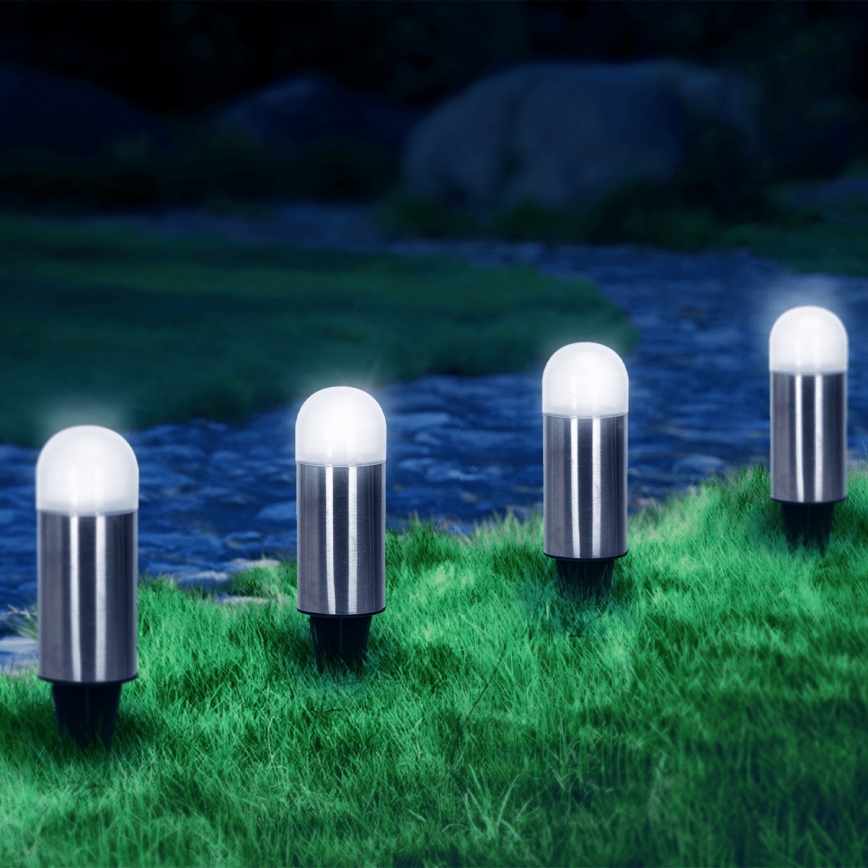 Aigostar - Lampa solarna LED LED/0,006W/1,2V 20 cm chrom matowy 40 mAh 6500K IP44
