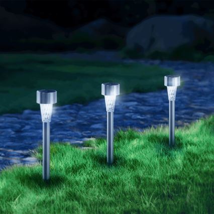 Aigostar - Lampa solarna LED LED/0,006W/1,2V 40 mAh 29,5 cm matowy chrom 6500K IP44