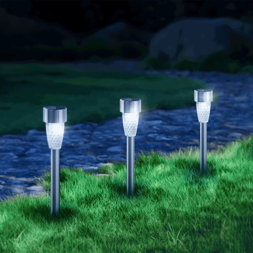 Aigostar - Lampa solarna LED LED/0,006W/1,2V 40 mAh 29,7 cm chrom matowy 6500K IP44