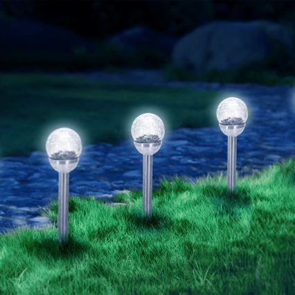 Aigostar - Lampa solarna LED LED/0,006W/1,2V 37,8 cm matowy chrom 6500K IP44 100 mAh