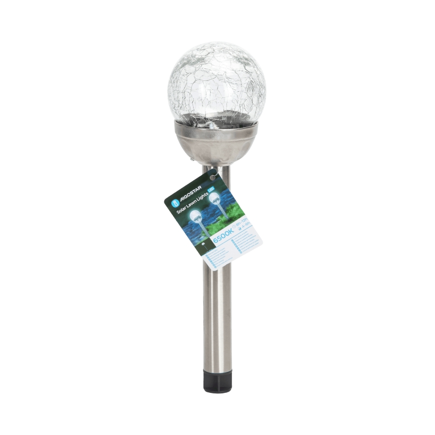 Aigostar - Lampa solarna LED LED/0,006W/1,2V 37,8 cm matowy chrom 6500K IP44 100 mAh