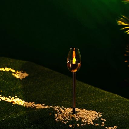 Aigostar - Lampa solarna LED LED/0,006W/1,2V 38,2 cm matowy chrom 2700K IP44 40 mAh