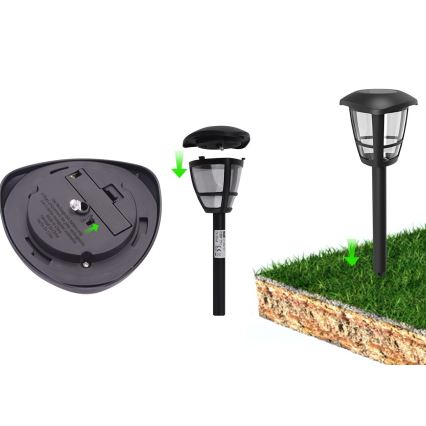 Aigostar - Lampa solarna LED LED/0,06W/2V 100 mAh 33,8 cm 6500K IP44 czarna