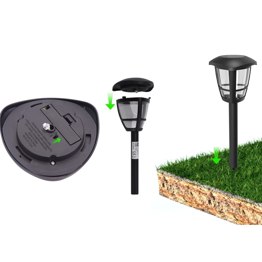 Aigostar - Lampa solarna LED LED/0,06W/2V 100 mAh 33,8 cm 6500K IP44 czarna
