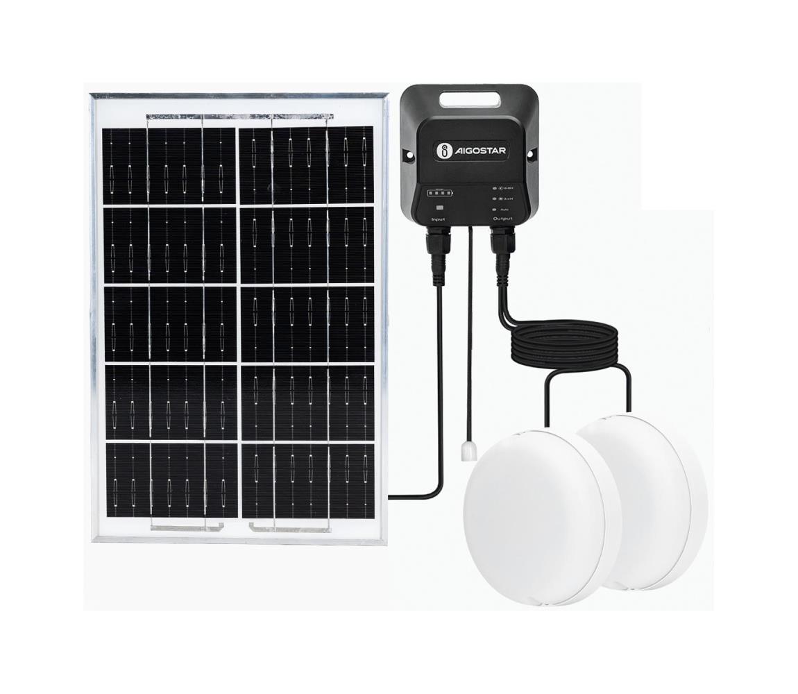 - Lampa solarna LED 2xLED/35W/12V 6000 mAh 6500K śr. 16,8 cm