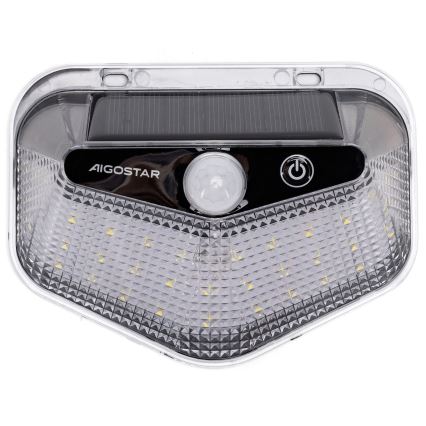 Aigostar - Lampa solarna LED z czujnikiem LED/3,7V 6500K 500 mAh IP65 czarna