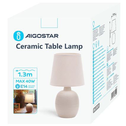 Aigostar - Lampa stołowa 1xE14/40W/230V beżowy