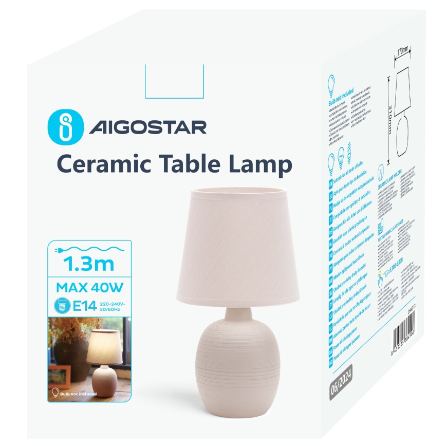 Aigostar - Lampa stołowa 1xE14/40W/230V beżowy