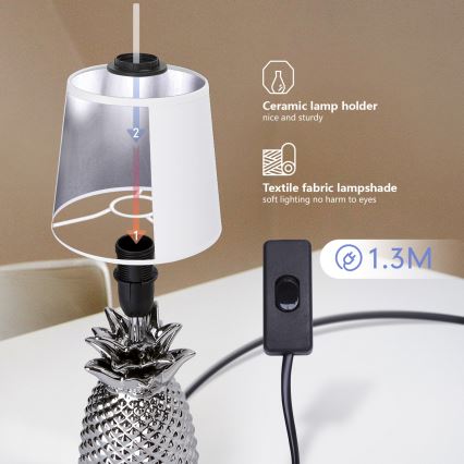 Aigostar - Lampa stołowa 1xE14/40W/230V chrom błyszczący