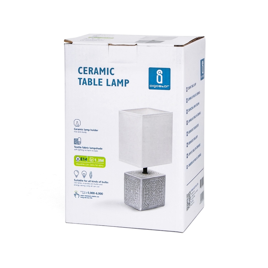 Aigostar - Lampa stołowa 1xE14/40W/230V szary/biały