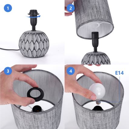 Aigostar - Lampa stołowa 1xE14/40W/230V szary