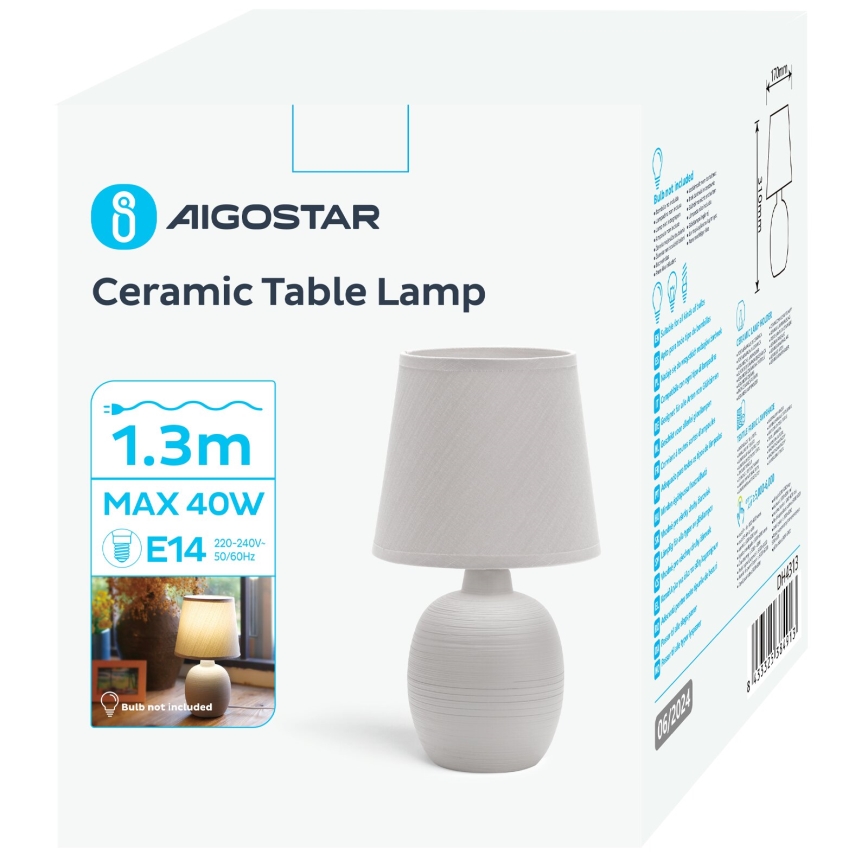 Aigostar - Lampa stołowa 1xE14/40W/230V szary