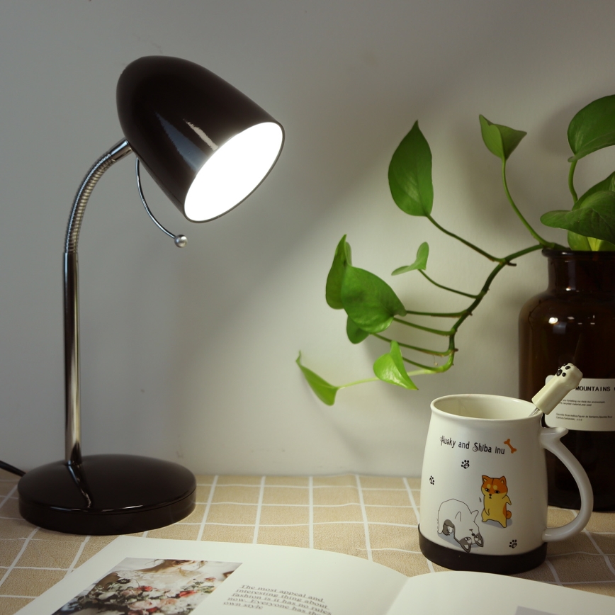 Aigostar - Lampa stołowa 1xE27/36W/230V czarna/błyszczący chrom