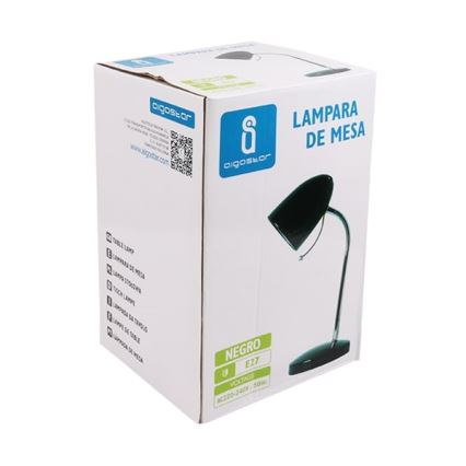 Aigostar - Lampa stołowa 1xE27/36W/230V czarny/chrom błyszczący