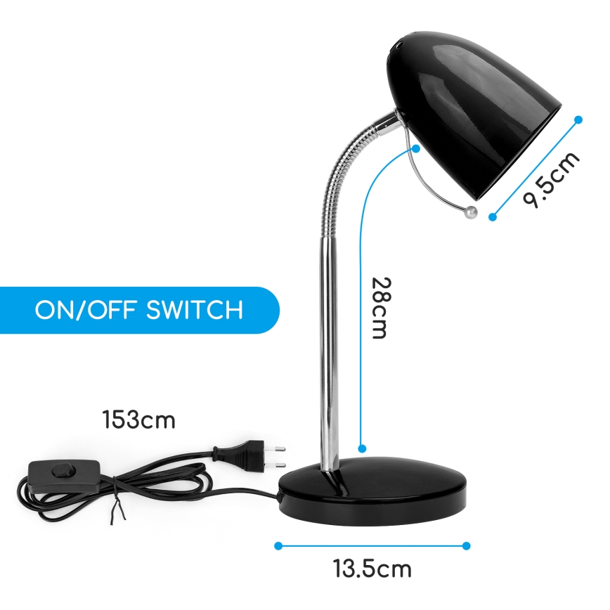 Aigostar - Lampa stołowa 1xE27/36W/230V czarny/chrom błyszczący