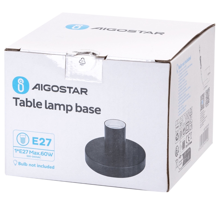 Aigostar - Lampa stołowa 1xE27/60W/230V czarna
