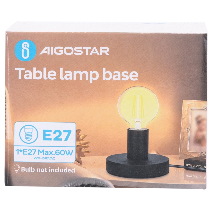Aigostar - Lampa stołowa 1xE27/60W/230V czarna