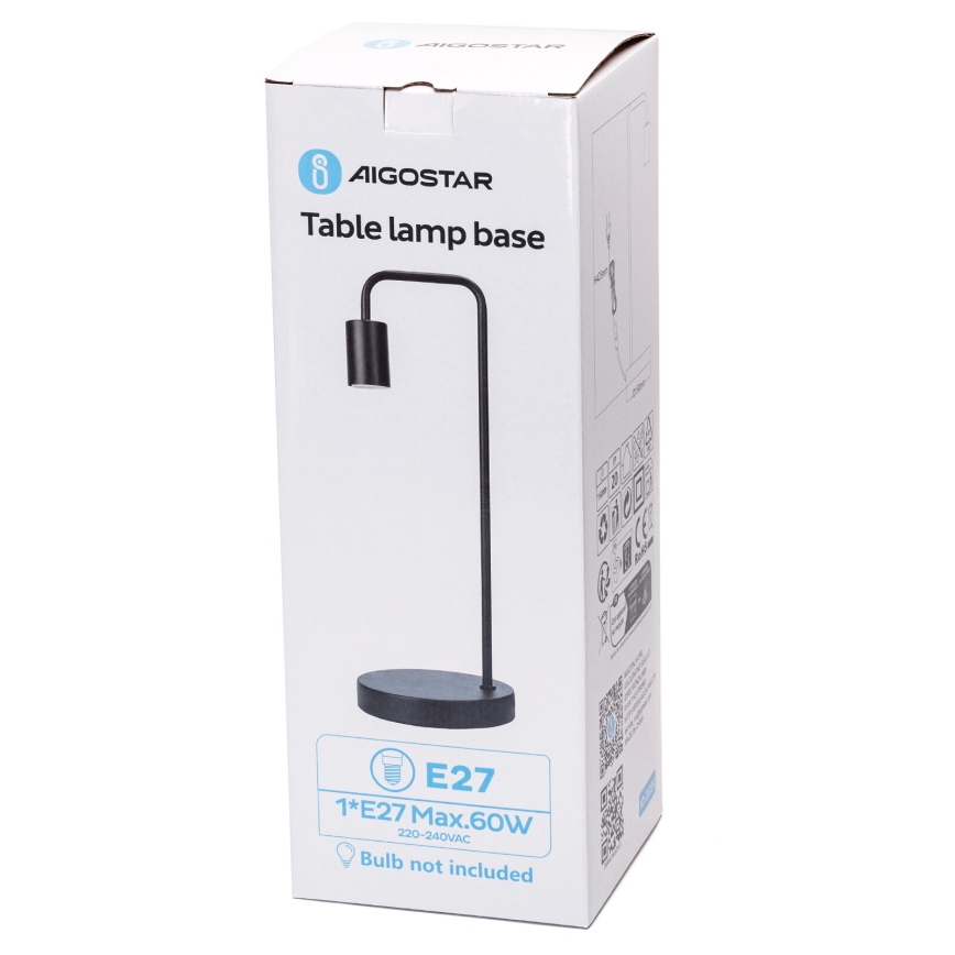 Aigostar - Lampa stołowa 1xE27/60W/230V czarna