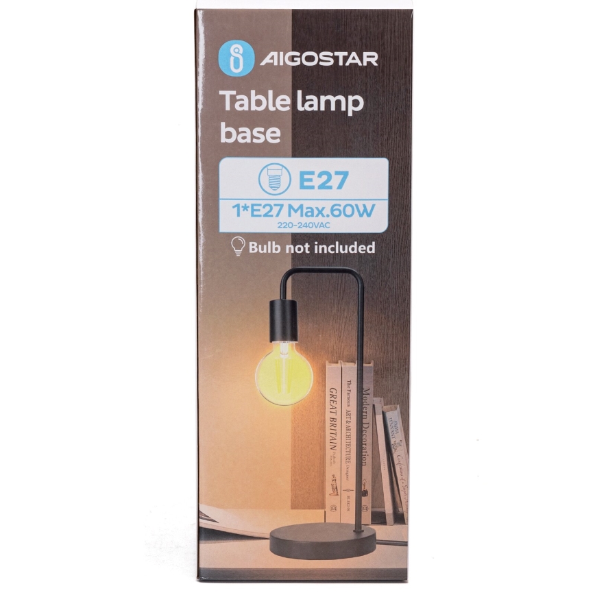 Aigostar - Lampa stołowa 1xE27/60W/230V czarna