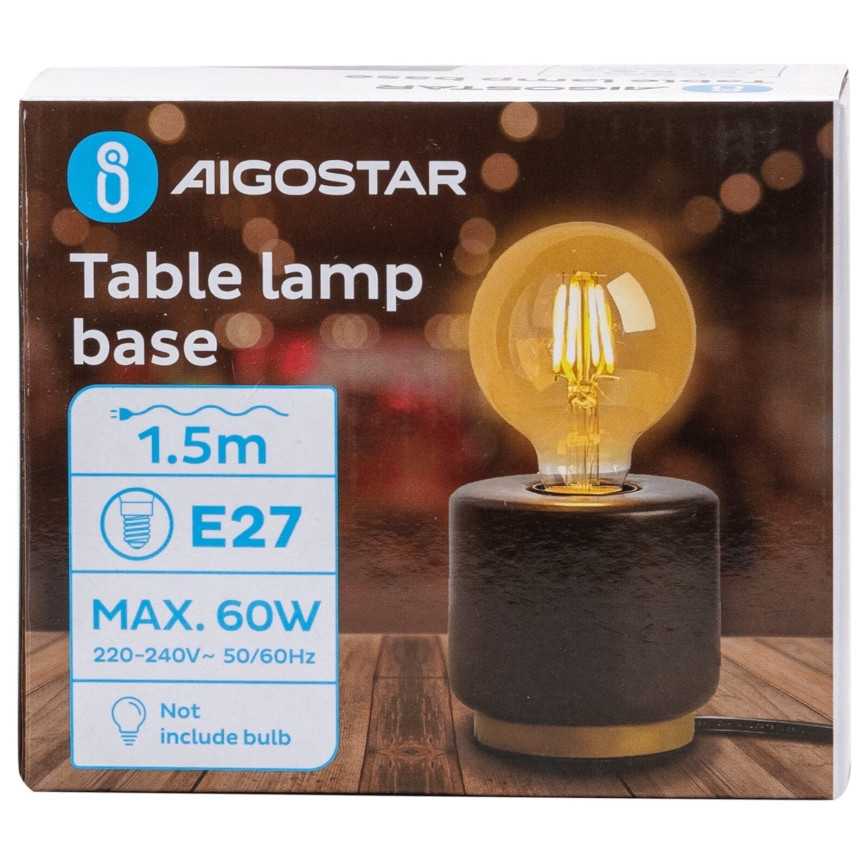Aigostar - Lampa stołowa 1xE27/60W/230V czarny