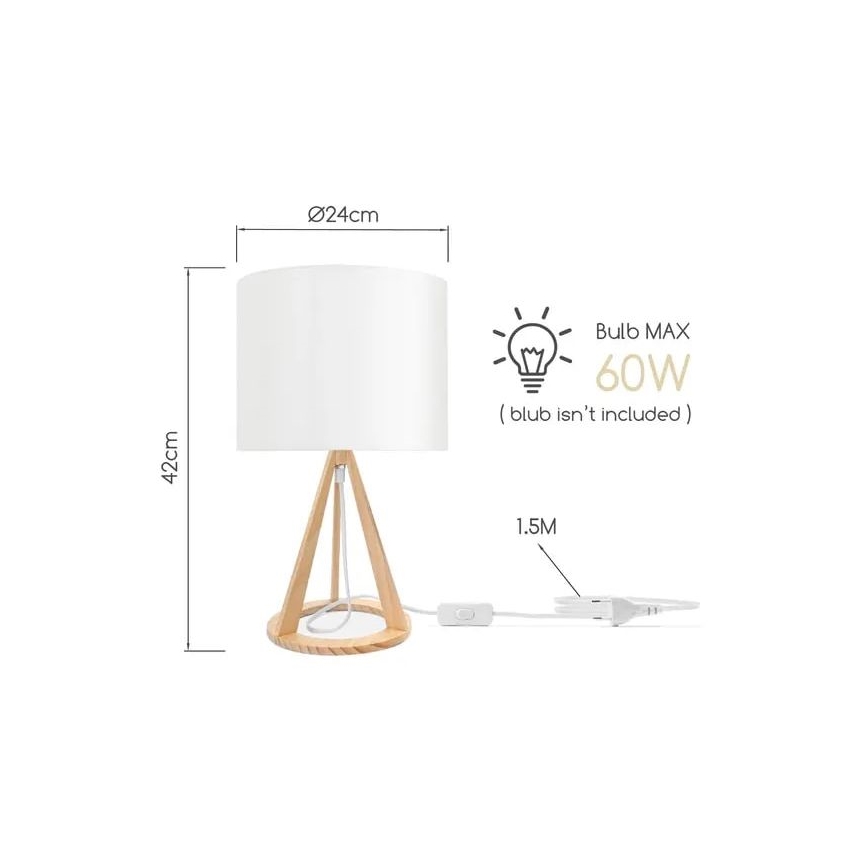 Aigostar - Lampa stołowa 1xE27/60W/230V sosna