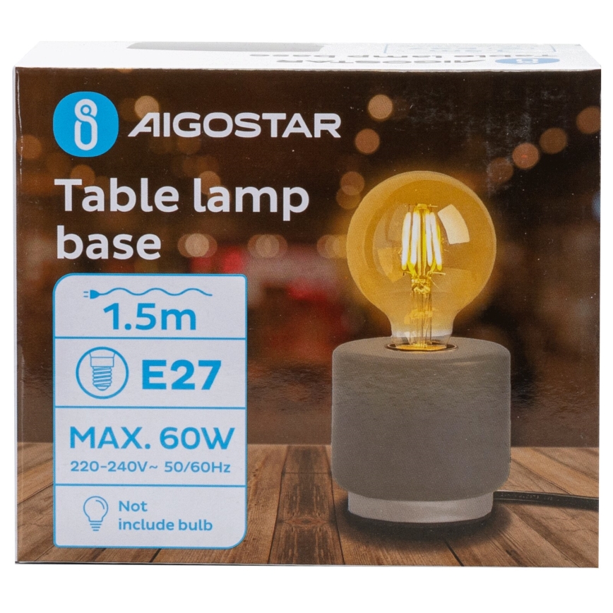 Aigostar - Lampa stołowa 1xE27/60W/230V szary