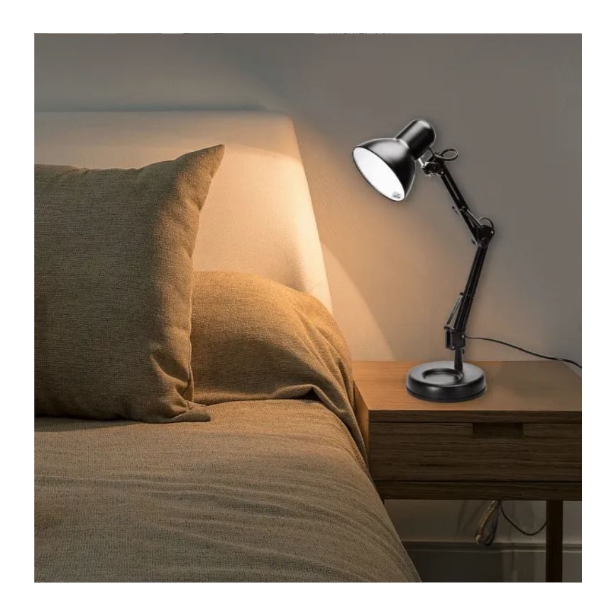 Aigostar - Lampa stołowa 2w1 1xE27/40W/230V czarna