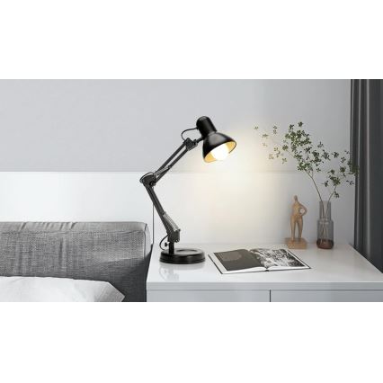Aigostar - Lampa stołowa 2w1 1xE27/40W/230V czarna