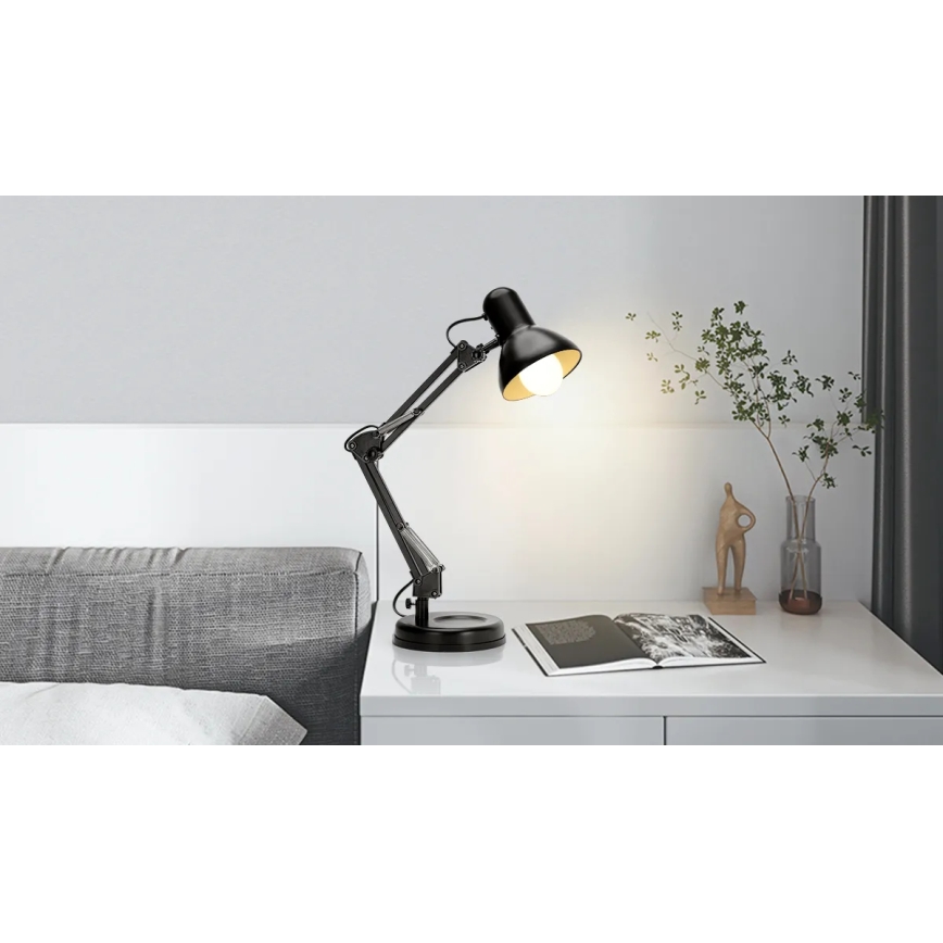 Aigostar - Lampa stołowa 2w1 1xE27/40W/230V czarna