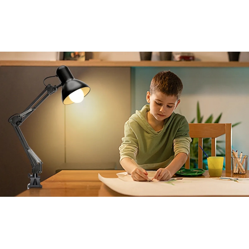 Aigostar - Lampa stołowa 2w1 1xE27/40W/230V czarna