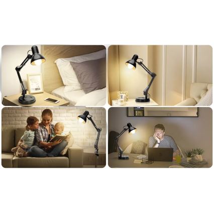 Aigostar - Lampa stołowa 2w1 1xE27/40W/230V czarna