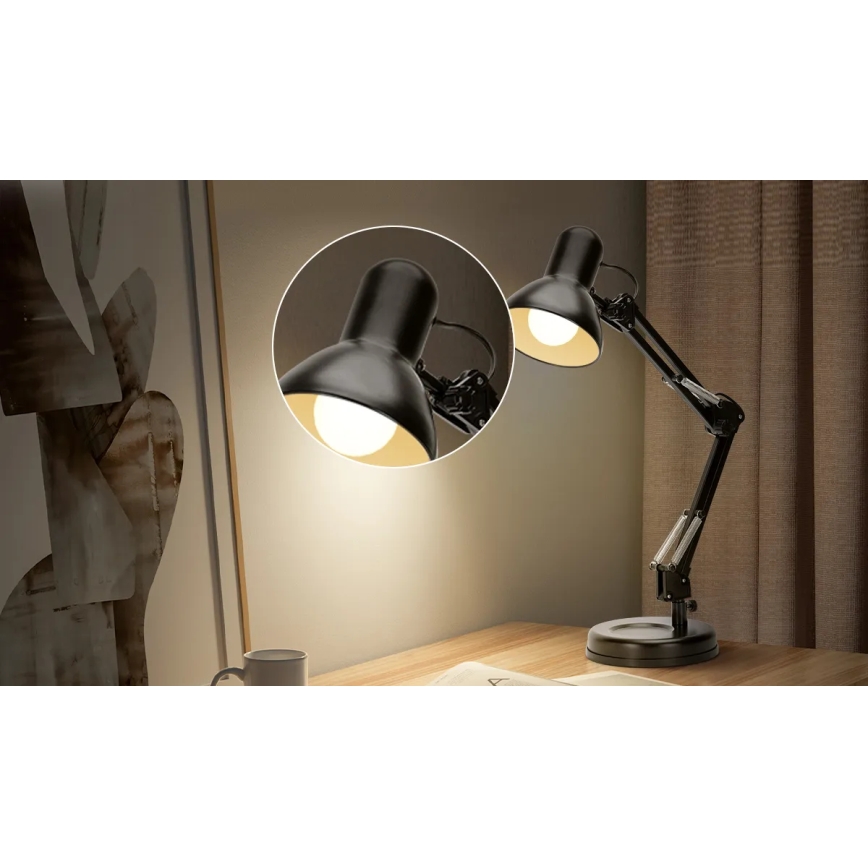 Aigostar - Lampa stołowa 2w1 1xE27/40W/230V czarna