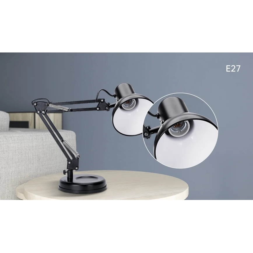 Aigostar - Lampa stołowa 2w1 1xE27/40W/230V czarna