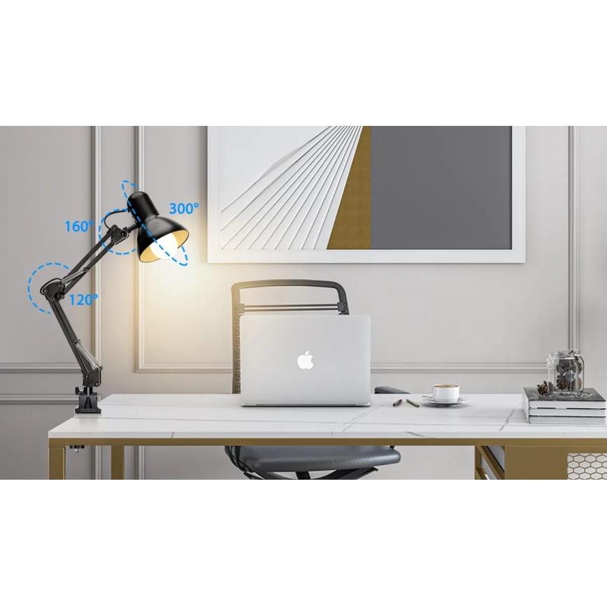 Aigostar - Lampa stołowa 2w1 1xE27/40W/230V czarna