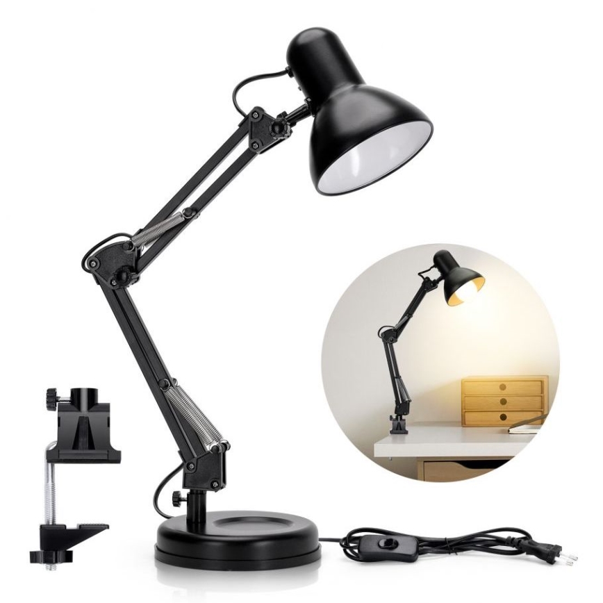 Aigostar - Lampa stołowa 2w1 1xE27/40W/230V czarna