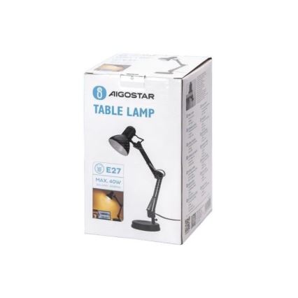Aigostar - Lampa stołowa 2w1 1xE27/40W/230V czarna