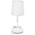 Aigostar - Lampa stołowa z gniazdami 1xE27/60W/230V biała