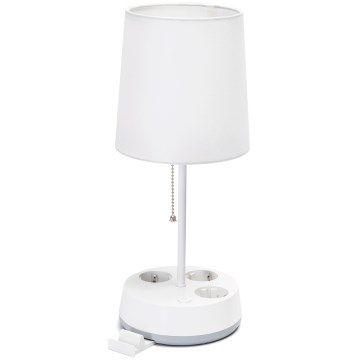 Aigostar - Lampa stołowa z gniazdami 1xE27/60W/230V biała