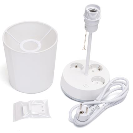 Aigostar - Lampa stołowa z gniazdami 1xE27/60W/230V biała