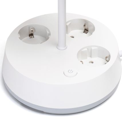 Aigostar - Lampa stołowa z gniazdami 1xE27/60W/230V biała