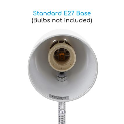 Aigostar -  Lampa stołowa z klipsem 1xE27/11W/230V biały/chrom błyszczący