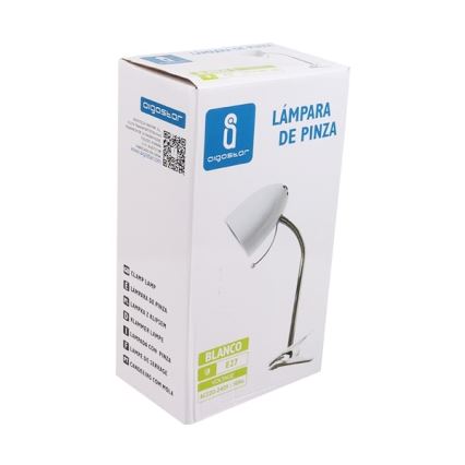 Aigostar -  Lampa stołowa z klipsem 1xE27/11W/230V biały/chrom błyszczący