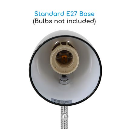Aigostar -  Lampa stołowa z klipsem 1xE27/11W/230V czarny/chrom błyszczący
