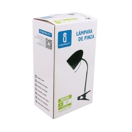 Aigostar -  Lampa stołowa z klipsem 1xE27/11W/230V czarny/chrom błyszczący